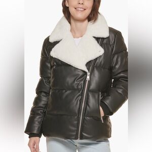 Levi’s Quilted Faux Leather Moto Jacket with Faux Shearling